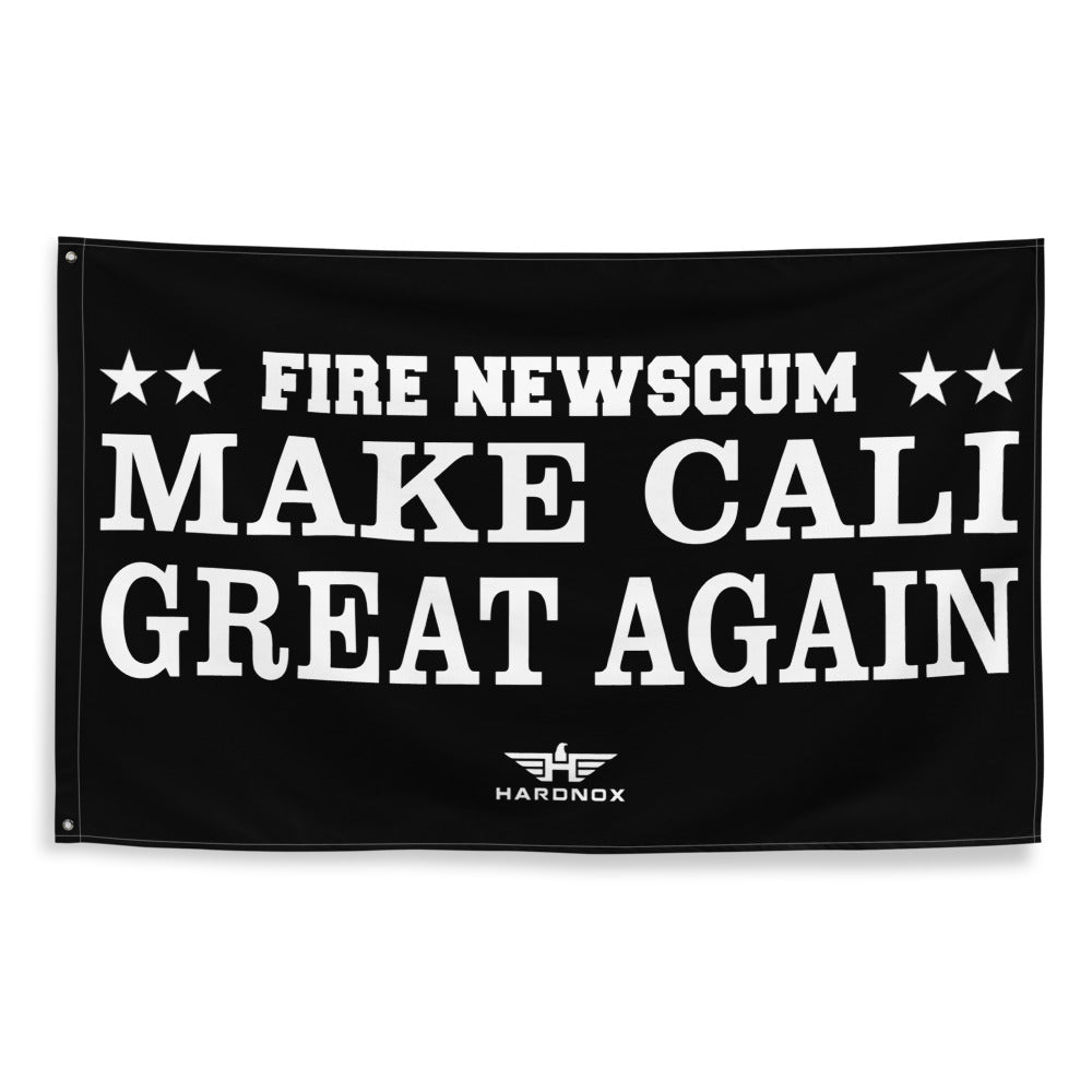 "FIRE Newscum Make Cali Great Again" BLACK Flag (One Sided)