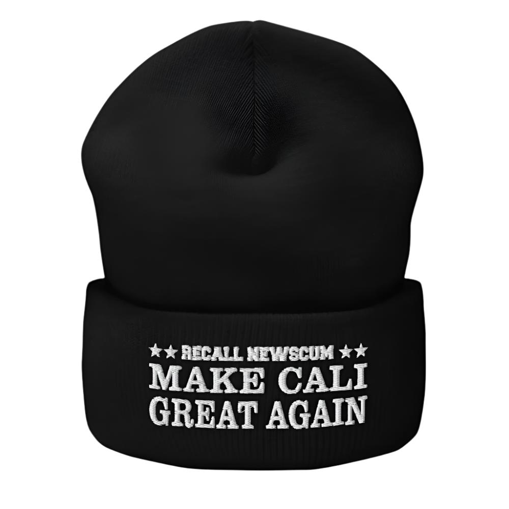 BLACK "Newscum Make Cali Great Again" Embroidered Beanie