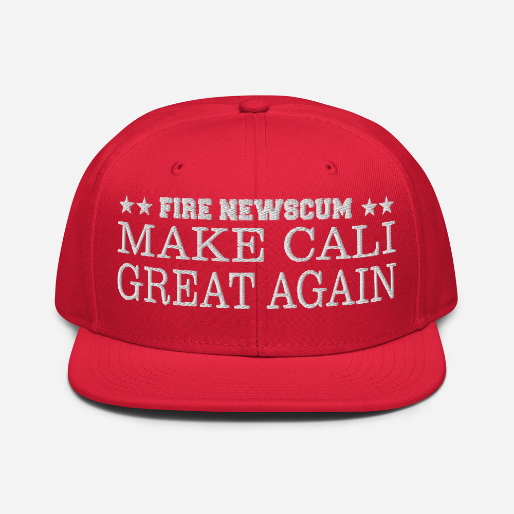 RED "FIRE Newscum Make Cali Great Again" Snapback Hat