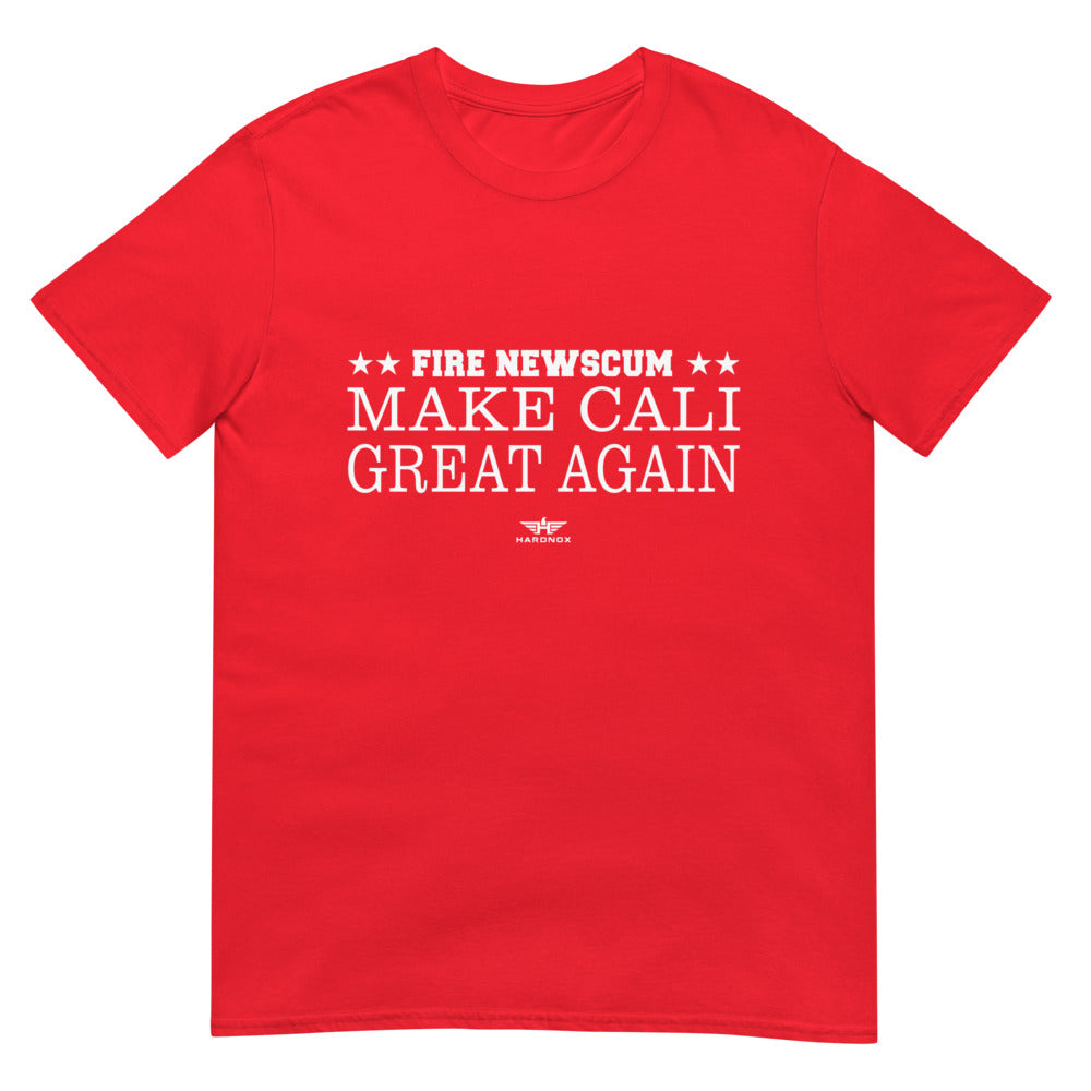 RED "FIRE Newscum Make Cali Great Again" T-Shirt
