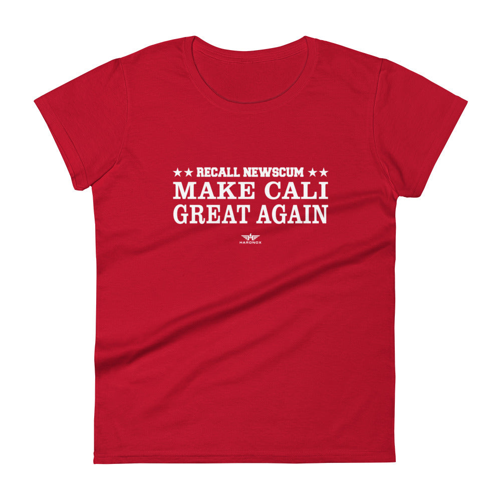 RED "Newscum Make Cali Great Again" Women's Short Sleeve Shirt