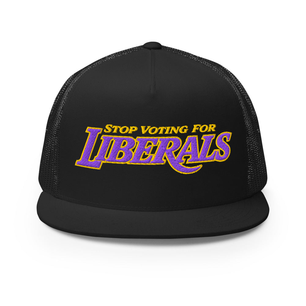 BLACK "STOP VOTING FOR LIBERALS" Embroidered Trucker Hat