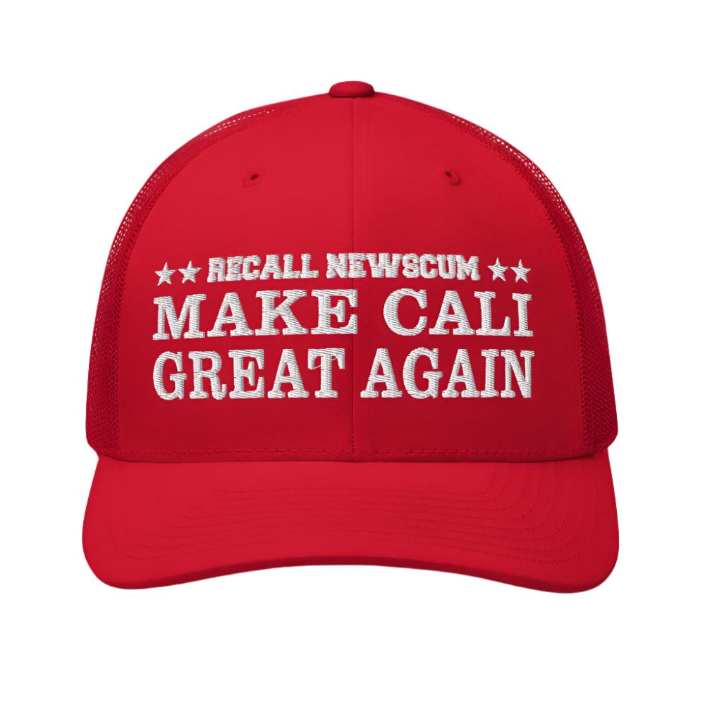 RED "Newscum Make Cali Great Again" Trucker Hat