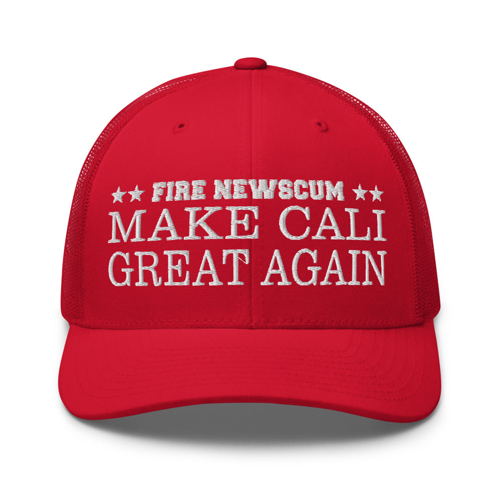 RED "FIRE Newscum Make Cali Great Again" Trucker Hat
