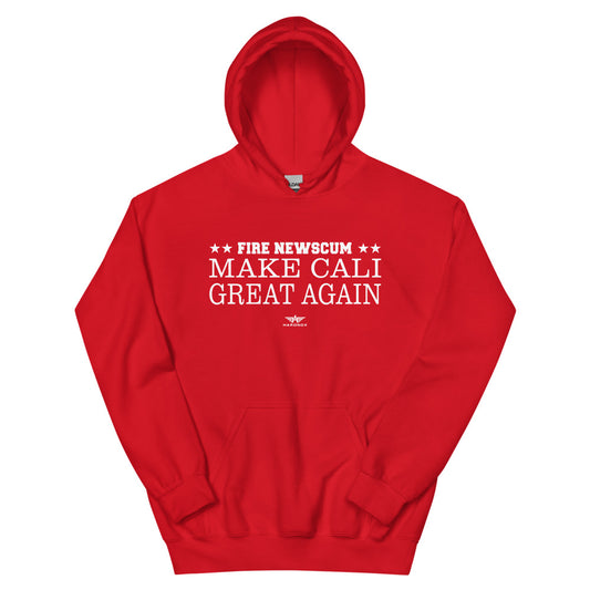 RED "FIRE Newscum Make Cali Great Again" Hoodie